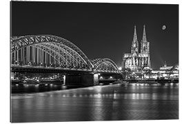 Gallery Print Kölner Dom und Hohenzollernbrücke Nachts (s/w)