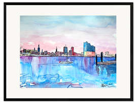 Impression artistique encadrée Philharmonie de l'Elbe à Hambourg