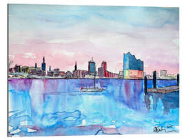 Magnettafel Hamburg Hafen City Skyline mit Elbphilharmonie