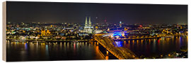 Holzbild  Köln Nacht Skyline Panorama - rclassen