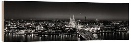 Wood print Panorama of the Cologne skyline, Germany