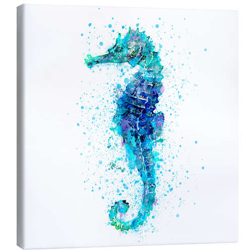 Tableau sur toile Hippocampe turquoise