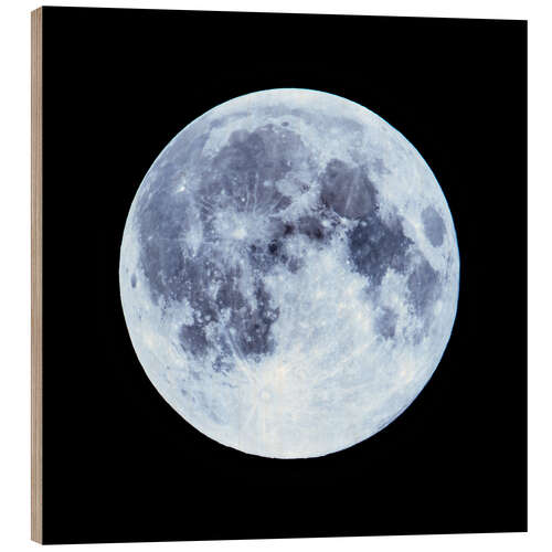 Tableau en bois Pleine lune bleue