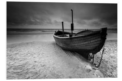 Tableau en PVC Bateau de pêche sur la plage