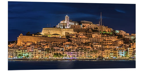 Tableau en PVC Château d'Ibiza la nuit 