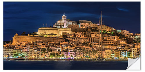 Naklejka na ścianę Ibiza Spain castle by night