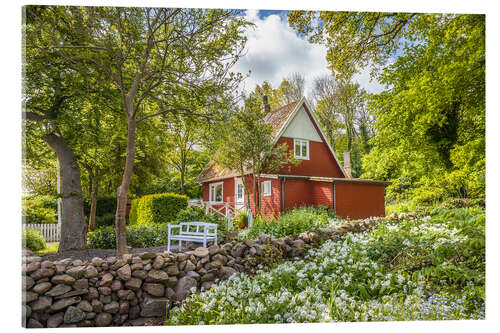 Acrylglasbild Idyllisches Sommerhaus auf Bornholm (Dänemark)