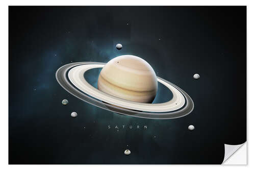 Selvklebende plakat Solar System Saturn