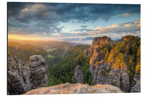 Aluminium print Saxon Switzerland Sunrise