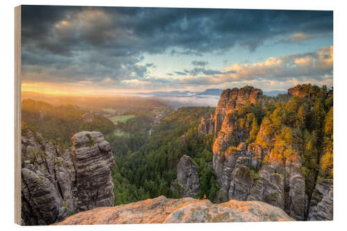 Trätavla Saxon Switzerland Sunrise