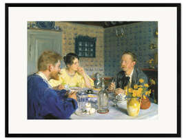 Ingelijste kunstdruk A luncheon. The artist, his wife and the writer Otto Benzon