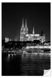 Sticker mural Cathédrale de Cologne la nuit