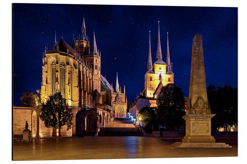 Aluminium print Cathedral of Erfurt under the stars