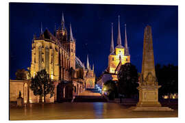 Cuadro de aluminio Cathedral of Erfurt under the stars