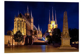 Foam board print Cathedral of Erfurt under the stars