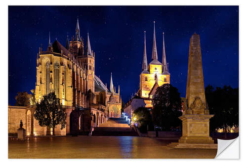 Naklejka na ścianę Cathedral of Erfurt under the stars