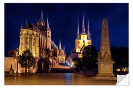 Selvklebende plakat Cathedral of Erfurt under the stars