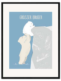 Kehystetty taidepainatus Big brother, Polar bear (German)