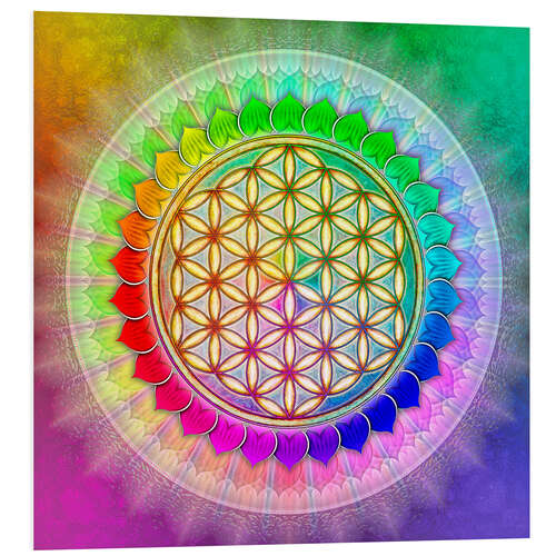 Foam board print Flower of life - rainbow lotus artwork II