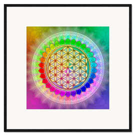 Kehystetty taidepainatus Flower of Life - Rainbow Lotus Artwork II