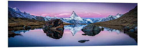 Foam board print Stellisee and Matterhorn in Swiss panorama