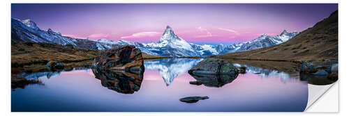 Muursticker Stellisee and Matterhorn in Swiss panorama