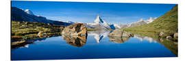 Aluminiumsbilde Swiss mountains with the Matterhorn and Stellisee