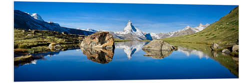 Stampa su PVC Swiss mountains with the Matterhorn and Stellisee