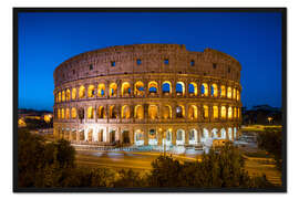 Gerahmter Kunstdruck Kolosseum in Rom bei Nacht