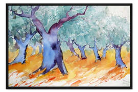 Gerahmter Kunstdruck Olivenbäume