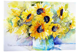 Akryylilasitaulu  Sunflowers in vase - Brigitte Dürr