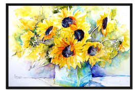 Gerahmter Kunstdruck Sonnenblumen in der Vase