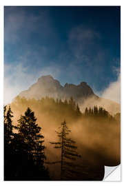 Selvklæbende plakat Foggy Morning in the Alps