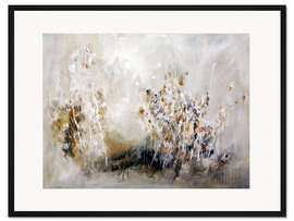 Gerahmter Kunstdruck Blumenwiese auf grau