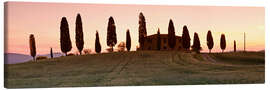 Canvas-taulu House with cypresses, Tuscany