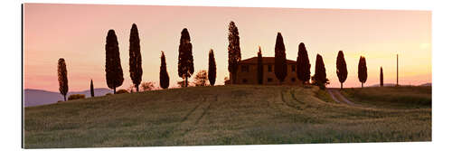 Tableau en plexi-alu Maison avec cyprès, Toscane