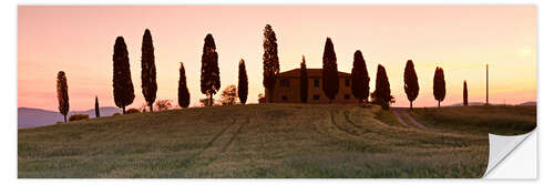 Selvklebende plakat House with cypresses, Tuscany