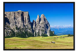 Gerahmter Kunstdruck Seiser Alm mit Schlern, Südtirol