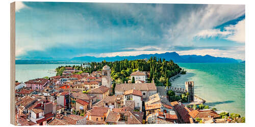 Hout print Sirmione in Italy, with Lake Garda