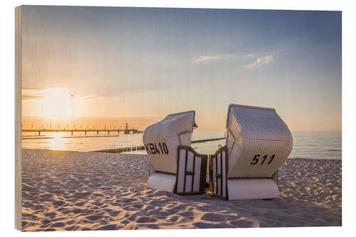 Wood print Beach chairs, Baltic Sea