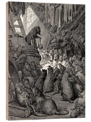 Wood print The council of the rats