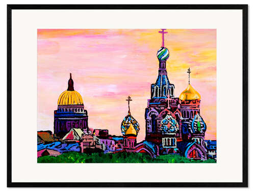 Innrammet kunsttrykk Saint Petersburg with golden couples