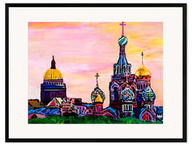Plakat artystyczny premium w ramie Saint Petersburg with golden couples