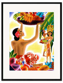 Innrammet kunsttrykk Hawaiian Women Harvesting Fruit