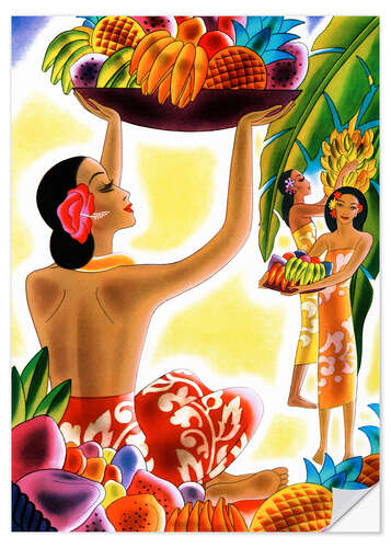 Wall sticker Hawaiian Women Harvesting Fruit