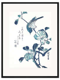 Gerahmter Kunstdruck Kamelie und Vogel