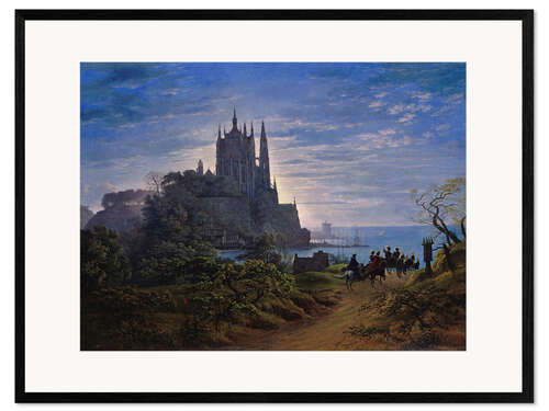 Ingelijste kunstdruk Gothic church on a cliff by the sea