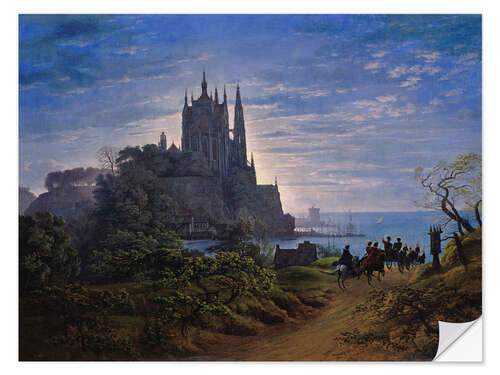 Wall sticker Gothic church on a cliff by the sea