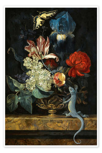 Poster Tulpen und andere Blumen in einer Vase