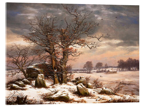 Acrylglas print Megalithic grave in winter